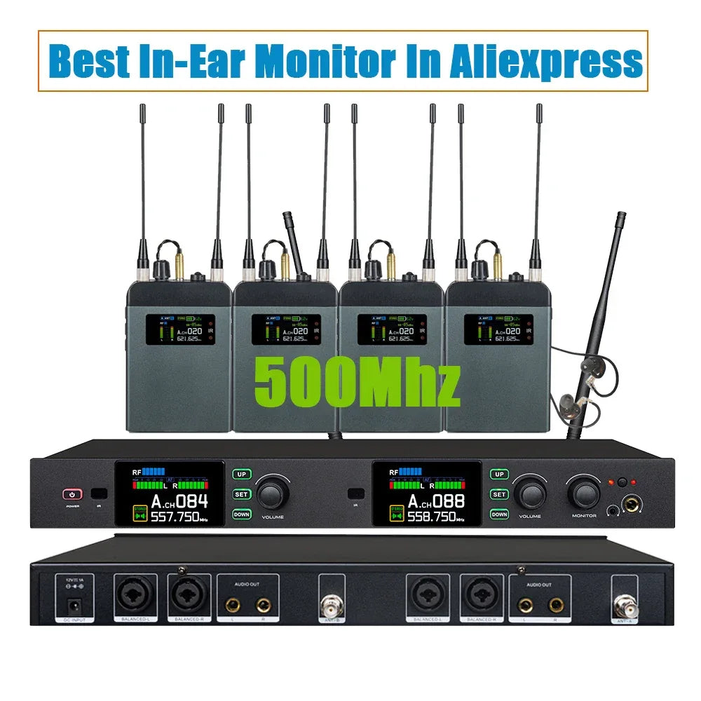 Leicozic Best Stereo In-Ear Monitor PM20 2Channel Wireless Ear Monitoring System Rack-Mount True Diversity 4 Receiver 500/600Mhz