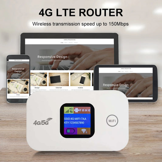 4G LTE Mini Outdoor Hotspot Sim Card Slot Wireless Router 2100mAh Portable Network Hotspot Device Colorful LED Display