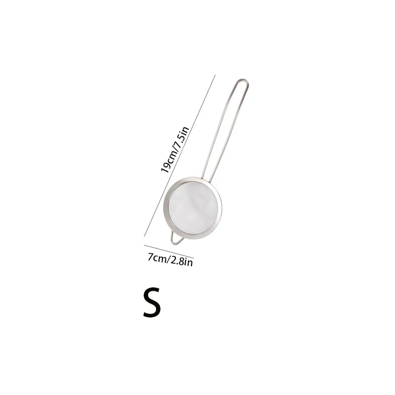 3pcs Stainless Steel Fine Mesh Strainer With Sturdy Handle And Hook, Colander Sifter For Juice Soy Milk, Kitchen Tools