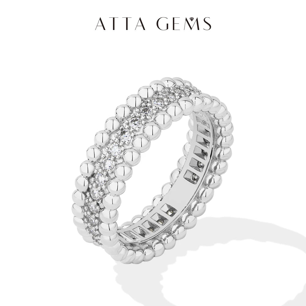 ATTAGEMS New Trends Moissanite Eternal Rings for Women S925 Sterling Silver D VVS1 Diamond Elegant Engagement Bands Fine Jewelry