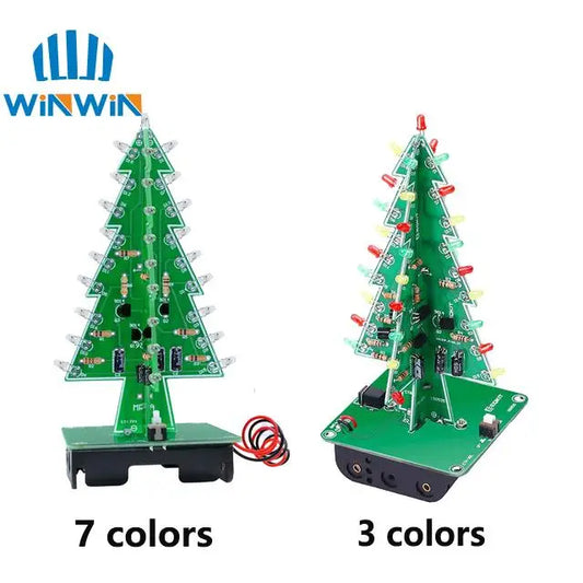 Three-Dimensional 3D Christmas Tree LED DIY Kit Red/Green/Yellow LED Flash Circuit Kit Electronic Fun Suite by PDG ibma