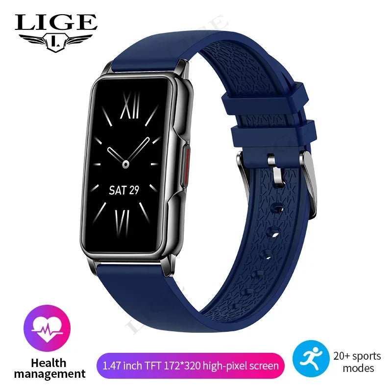 LIGE New Fashion Smart Watch Ladies Message Push Blood Pressure DIY Custom Dial Sports Bracelet Waterproof Men Smartwatch Women