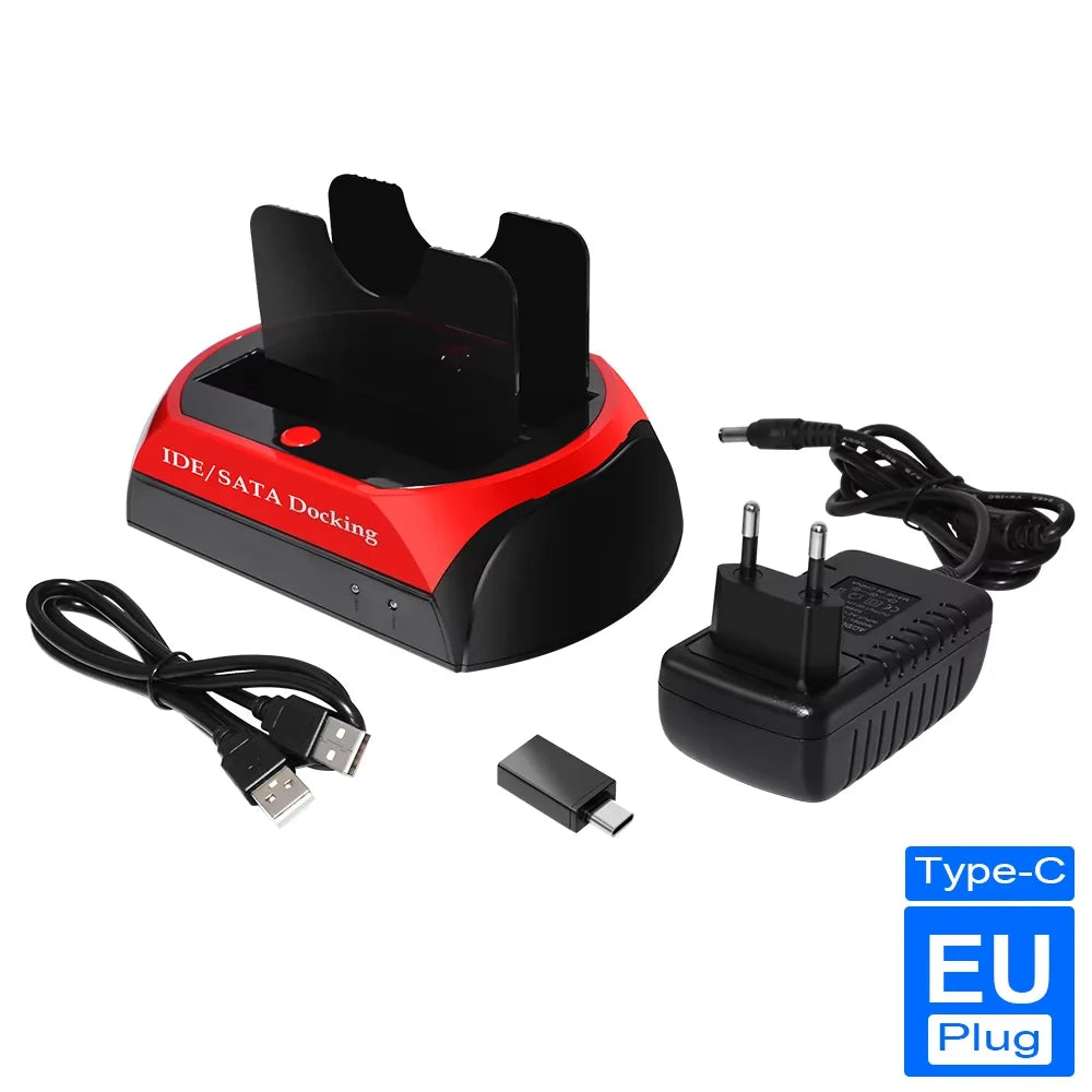 2.5 & 3.5 IDE/SATA Universal Hard Drive Dock - Dual-Disk, Dual-Use Serial & Parallel Ports for Maximum Mobility