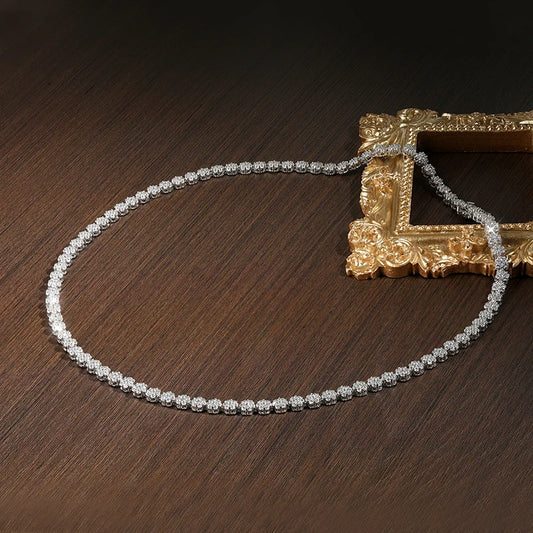 Colliers de tennis KNOBSPIN en moissanite VVS1 de 7,5 à 12,81 ct, certifiés GRA, plaqués argent sterling 925 et ornés d'une fleur en or 18 carats.