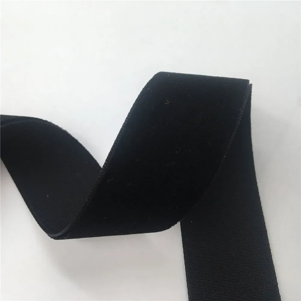 5Yards Nylon Black Velvet Ribbon Golden Single Face for Handmade Gift Bouquet Wrapping Home Party Decoration Christmas