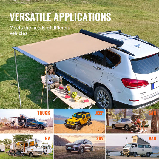 VEVOR Vehicle Awning Retractable Car Side Awning Car Awning with Waterproof Storage Bag Suitable for Truck SUV Van Campers