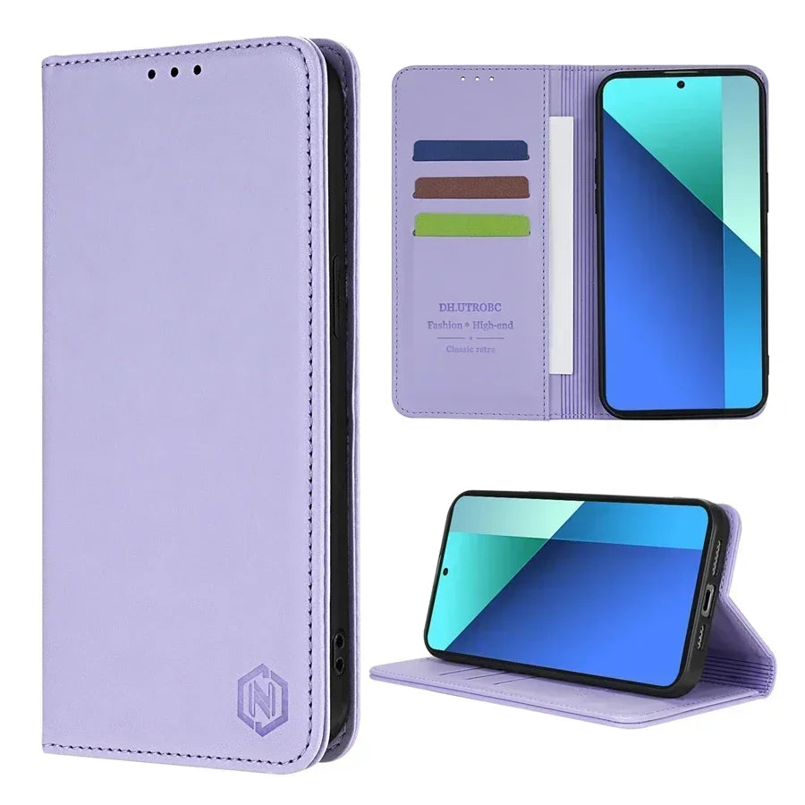 Wallet Skin friendly Magnetic Card Slot Flip Leather Case For Xiaomi 14T Poco X7 C75 M7/X6 Pro Redmi 14C 13 A4 Note 14 Pro+ 14S