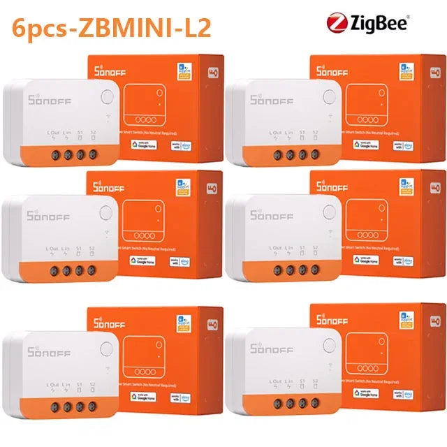 SONOFF ZBMINI-L2 Zigbee DIY Mini Smart Switch Module No Neutral Wire Required Switch Work With Alexa Google Alice Smartthing