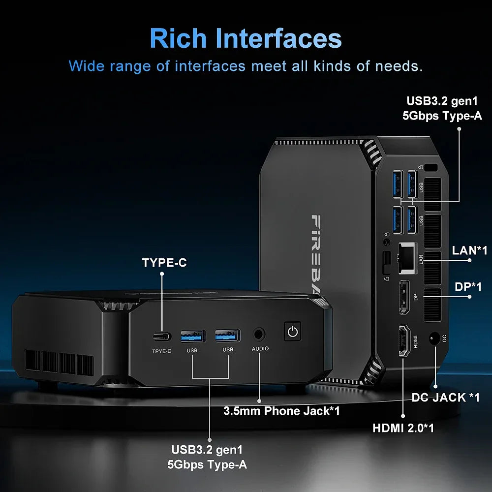 FIREBAT A6 Latest MINI PC AMD Ryzen 7 6800H 16GB DDR5 RAM 512GB SSD WIFI6 BT5.2 Portable Desktop MINI-PC Computer