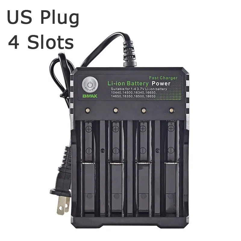 18650 Battery Charger Black 1 2 4 Slots AC 110V 220V Dual For 18650 Charging 3.7V Rechargeable Lithium Battery Charger