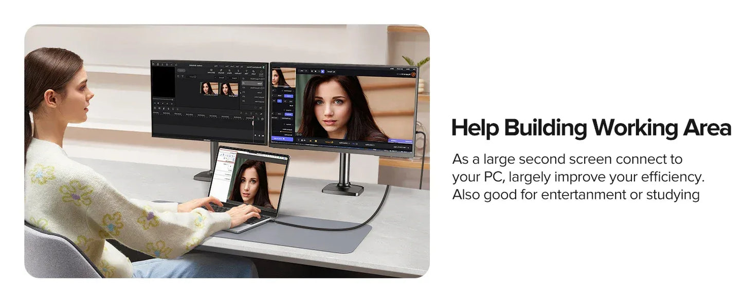 23.8inch Portable Monitor 100HZ 100% SRGB IPS USB-C HDMI Large Work Switch Home Gaming Second Monitor Adjustable Stand Laptops