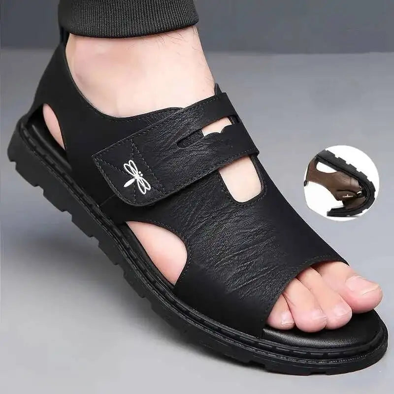 2025 New Fashion Brand Roman Sandals For Men Soft Sole Comfortable High-Quality Leather Beach Men's Casual Shoes