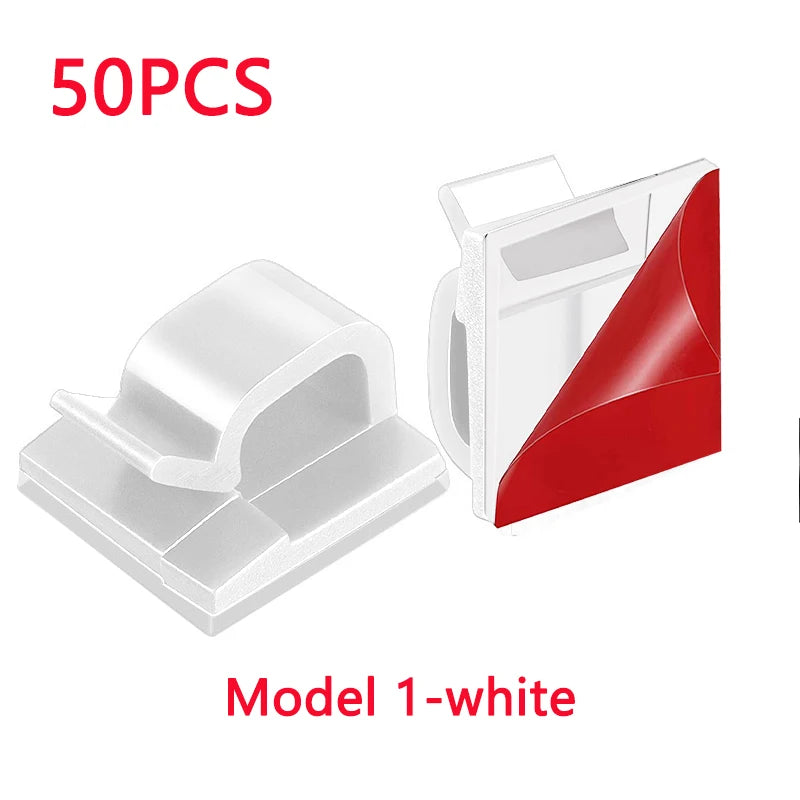 50 20 10 PCS Cable Organizer Clip Self Adhesive Cord Management Desktop Wall USB Cable Management Wire Winder Manager Desk Clamp