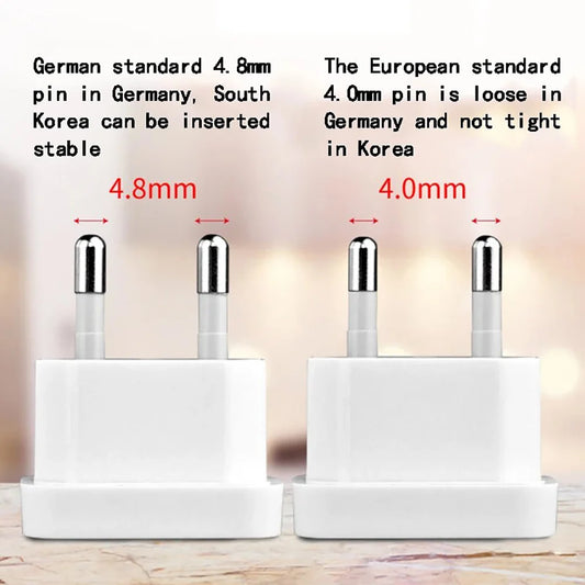 1 Pcs 4.8mm Power Plug Adapter US To EU Euro Europe Plug Power Plug Converter Travel Adapter Power Converter Outlet