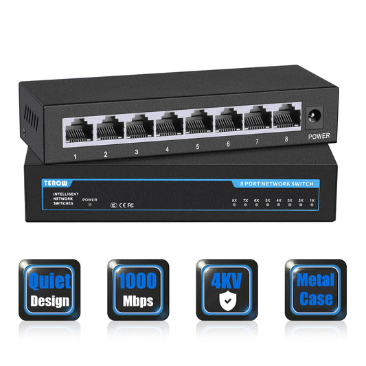 TEROW 8 Ports Ethernet Switch Gigabit Network Switch 100 1000Mbps Gigabit Switch Fast RJ45 LAN Hub for ip camera NO POE by PDG ibma
