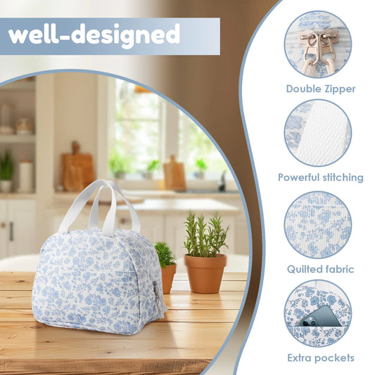 7L Portable Lunch Bags Thermal Insulation Lunch Box With Double Zipper Lunch Storage Bag Large Capacity School Picnic Handbag