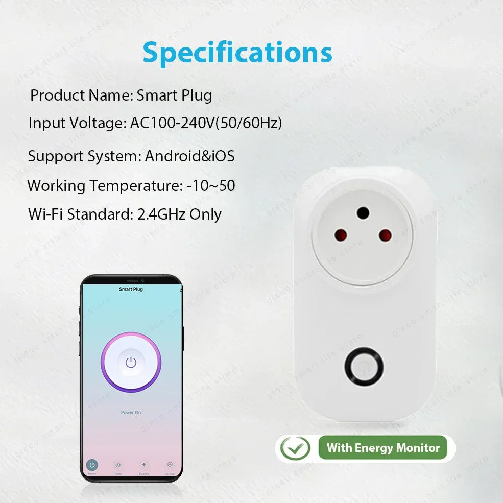 16A Israel Plug Tuya Smart Wifi Power Plug Wireless Socket Outlet Work with Alexa Google Home Assistant Smart Life APP