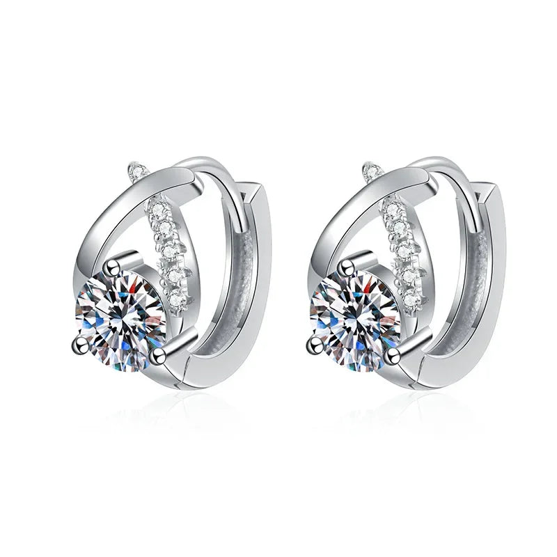 0.5CT 5MM Real Moissanite Hoop Earring with Certificate S925 Sterling Silver Luxury Sparkling Diamond Earrings For Women Jewelry