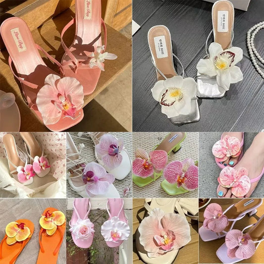 1 Pair Simulation Coloful Thai Fairy Butterfly Flower Shoe Buckles Personalized Design Butterfly Orchid Simulation Buckles Decor by PDG ibma