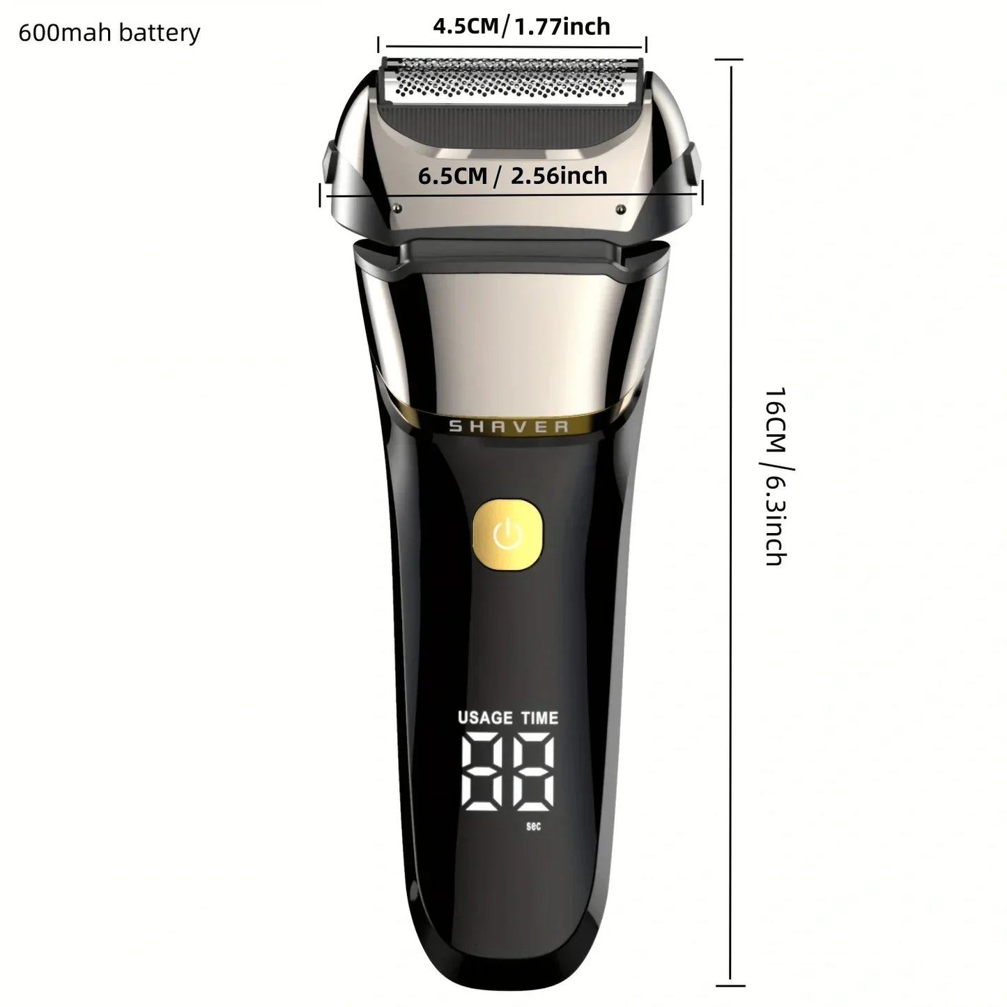 Electric Razor for Men, Wet & Dry Foil Shaver with 3-Blade & Edge Shaving Area, 7500 RPM High Speed Motor, Digital Power Display