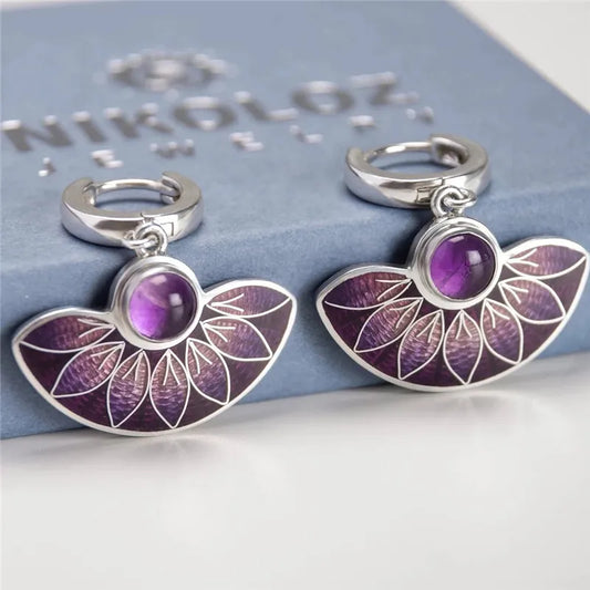 New Exquisite Geometric Drop Earrings For Women Vintage Silver Color Metal Painting Patterns Dangle Earring Statement Jewelry