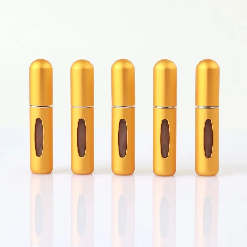 New Hot 5pcs Sets Portable 5ml Perfume Refill Bottle Refillable Spray Scent Pump Empty Atomizer Cosmetic Containers Travel Gift