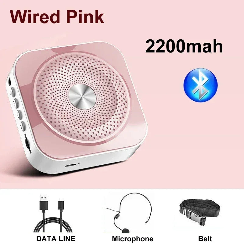 Mini Bee Megaphone Portable Charge Bluetooth4.0 Compatible Megaphone With Lavalier Microphone Waist Hanging Voice Amplifier TF