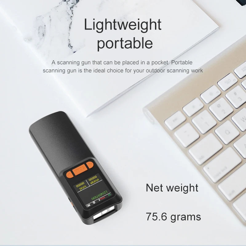 Portable Wireless Barcode Scanner Bluetooth 2D QR 1D Bar Code Scanner With LCD Display For Smart Phone,Computer& POS