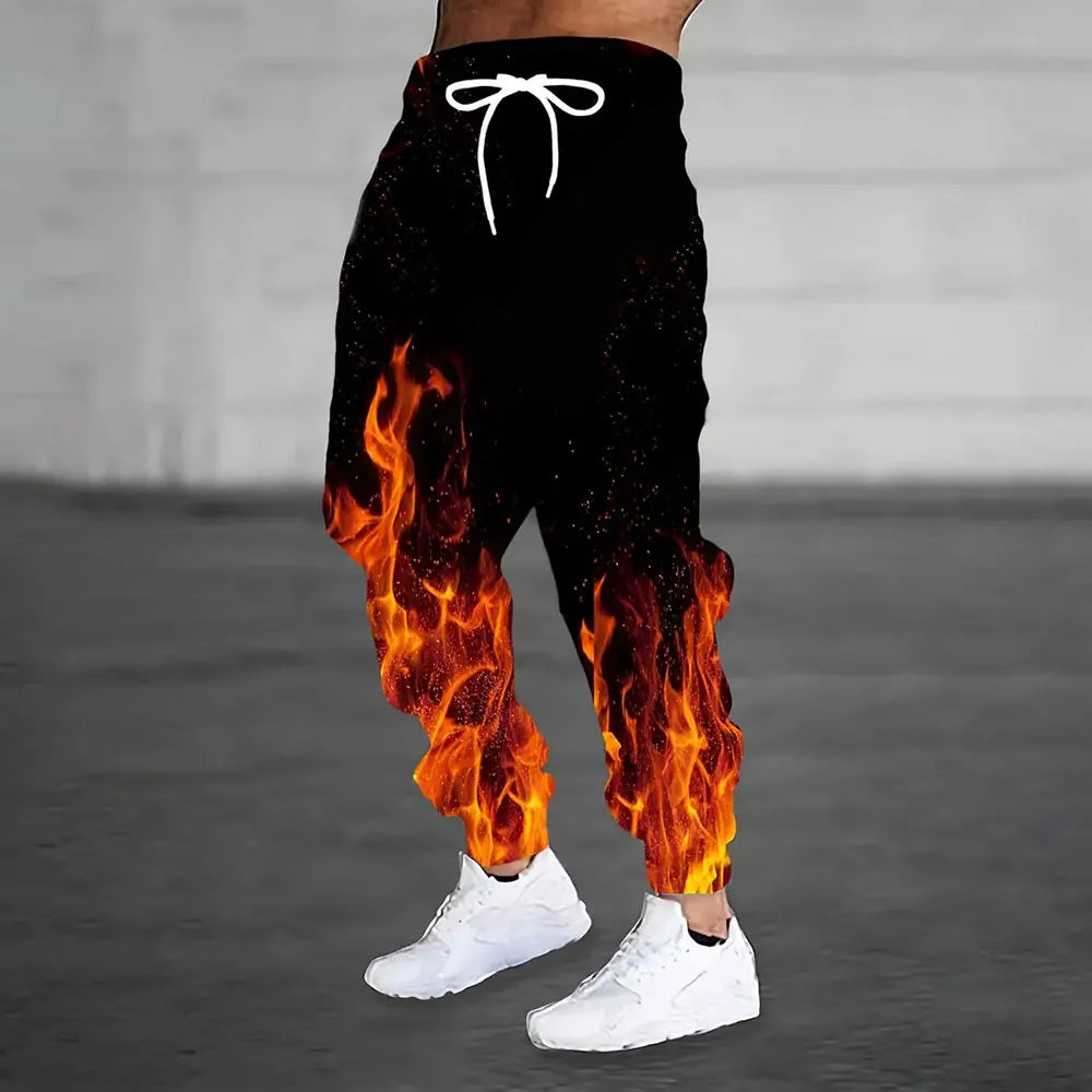 Men Loose Casual Pocket Drawstring Sweatpants Winter New Thick Warm Pants Fashion Letter Printed Sweatpants Men Tracksuit Pants