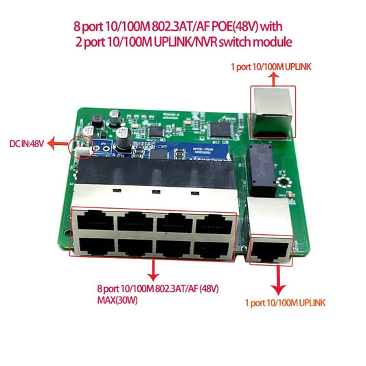 Standard protocol 802.3AF/AT 48V POE OUT/48V poe switch 100 mbps 8port POE with 2port uplink/NVR industrial switch by PDG ibma