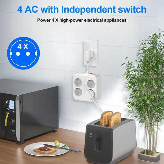 EU Power Strip power plug wall mounted porous socket network filter with USB Type-C charging function network filter adapter