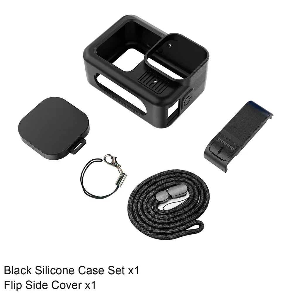 Silicone Case for GoPro Hero 13 Black Tempered Glass Screen Protector Protective Film Flip Battery Side Cover Lens Cap