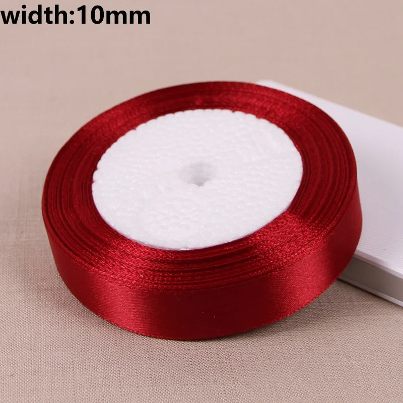Ruban de satin rouge pour décorations de Noël et de Saint-Valentin, emballage cadeau, scrapbooking, nœuds, ruban adhésif d'emballage