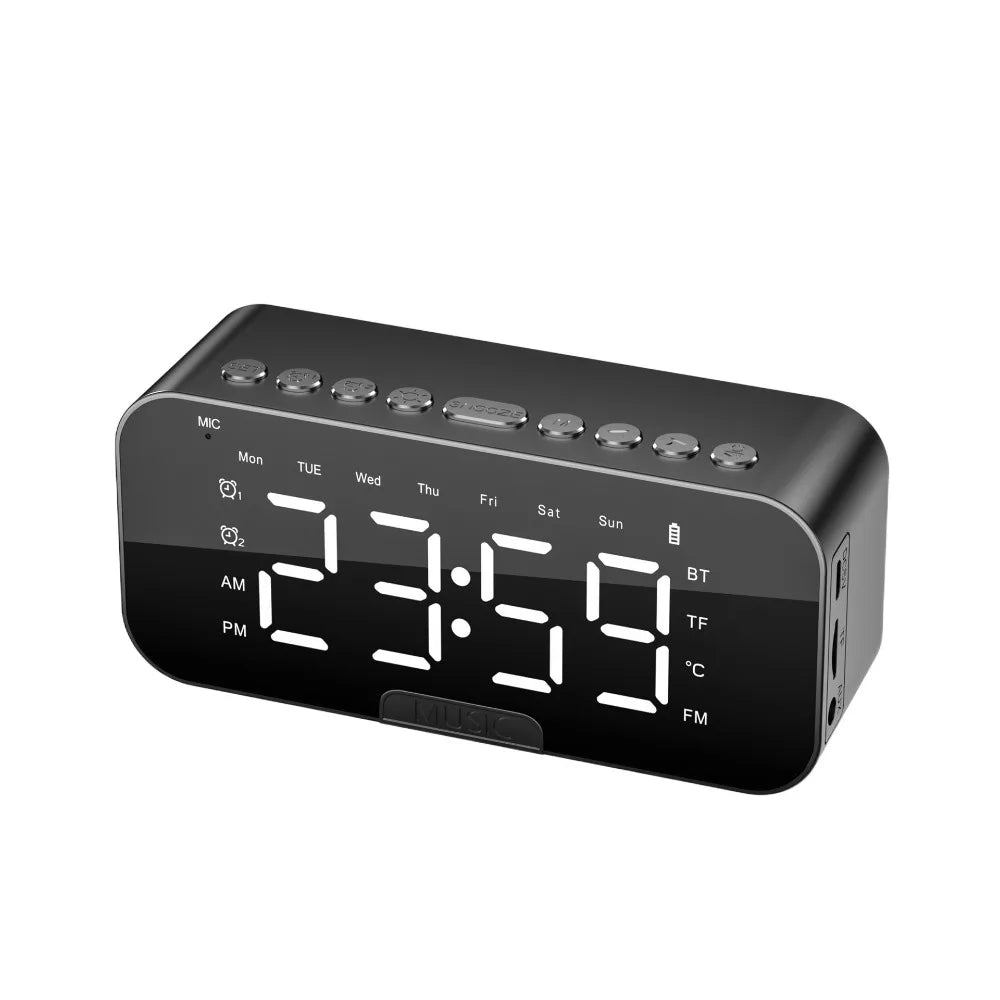 5-in-1 Digital Table Calendar LED Digital Display Sleep Timer Small Digital Clock Bluetooth with Mirror Electronic Alarm Clock