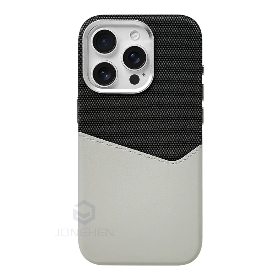 For Magsafe Card Holder Leather Case For iPhone 16 15 13 12 17 Pro Max 14 Plus Pocket Wireless Charge Alloy Lens Magnetic Cover