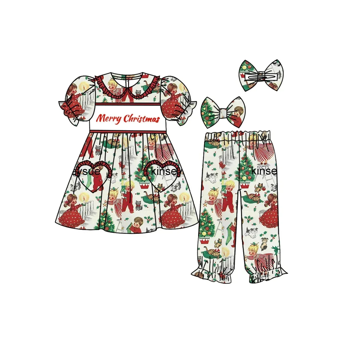 Boutique Kids Night Sleeping Bathrobe Dressing Gown Baby Robe Pajamas Toddler Boy Christmas Gingerbread Clothing Set