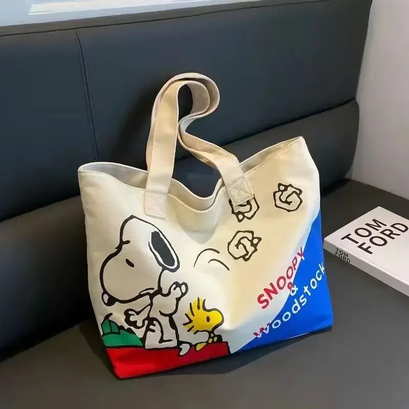 Snoopy Girl New Cute Cartoon Fashion Versatile Casual Travel Lightweight Large Capacity Storage Shoulder Portable Canvas Bag
