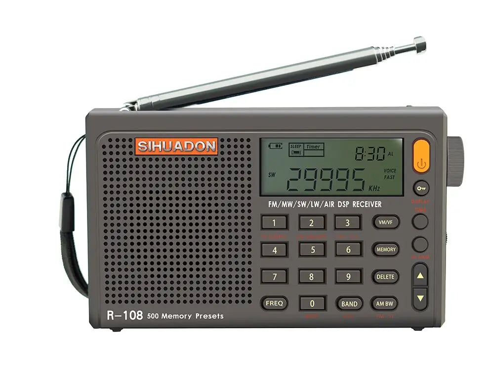 XHDATA R-108 Digital Portable Radio Stereo FM LW SW MW Full-Band Radio DSP Radio Receiver Multi-Function Rechargeable Radio