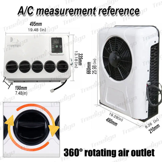 Treeligo Cooling Electric Car Split Air Conditioner 12V Parking Air Conditioning 24V For RV Truck Tractor Camper Van Motorhome by PDG ibma