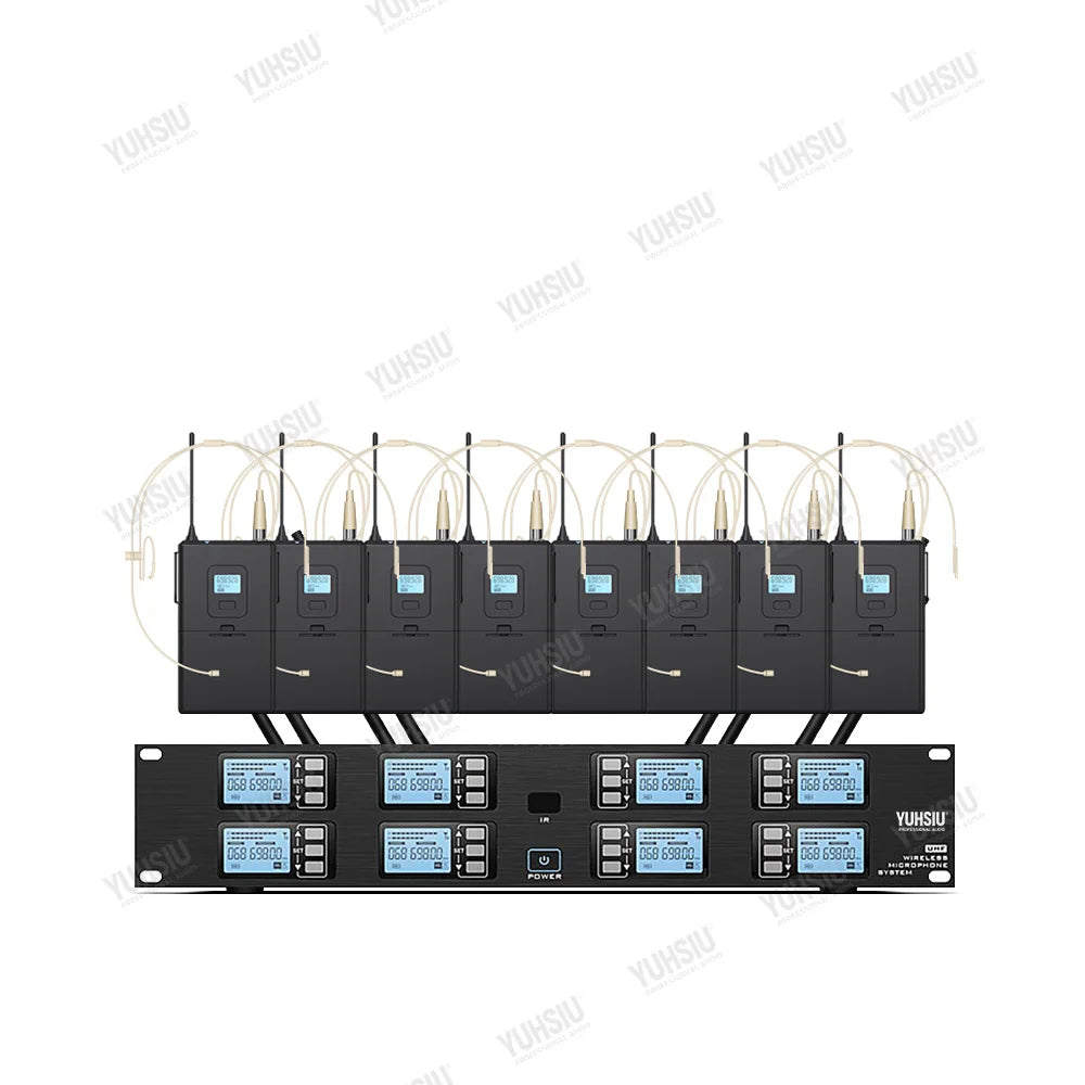 YUHSIU Professional UHF Wireless Microphone 8 channels Handheld lavalier Headset FM Mic For stage performance Band conference