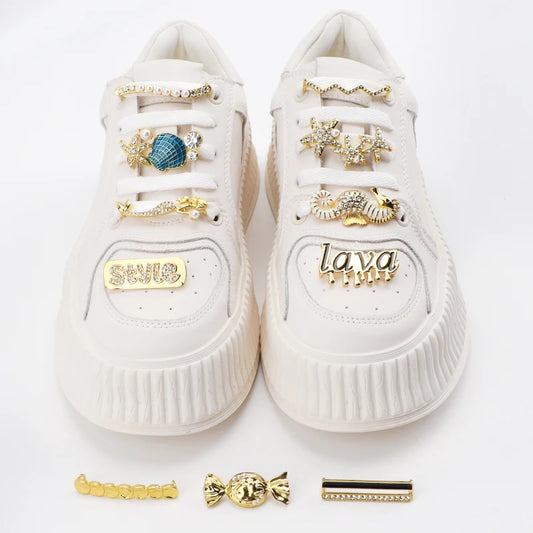 Luxury Shiny Rhinestones Shoelaces Buckle Decoration Clips Shoe Charms Shoelaces for Sneakers Faux Jeweled Vintage Shoelace Deco