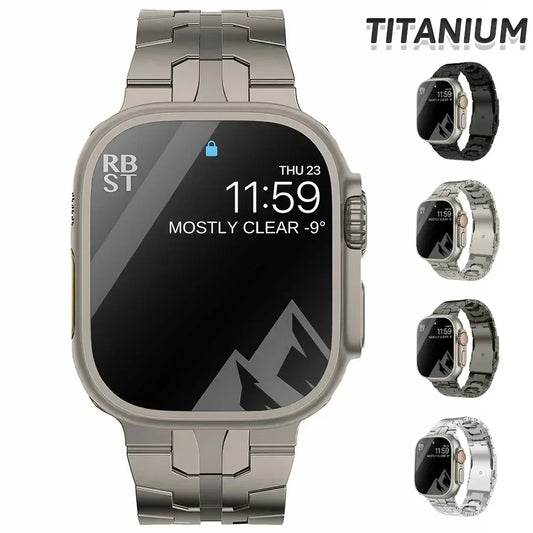 Titanium Strap for Apple Watch Ultra2 49mm 45 46 44mm 38mm 41mm Band Luxury Men's Style Bracelet for IWatch SE 10 9 8 7 6 5 4 3 by PDG ibma