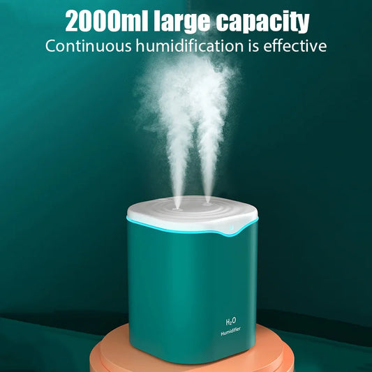 2000ML USB Air Humidifier Double Spray Port Essential Oil Aromatherapy Humificador Cool Mist Maker Fogger Purify for Home Office by PDG ibma