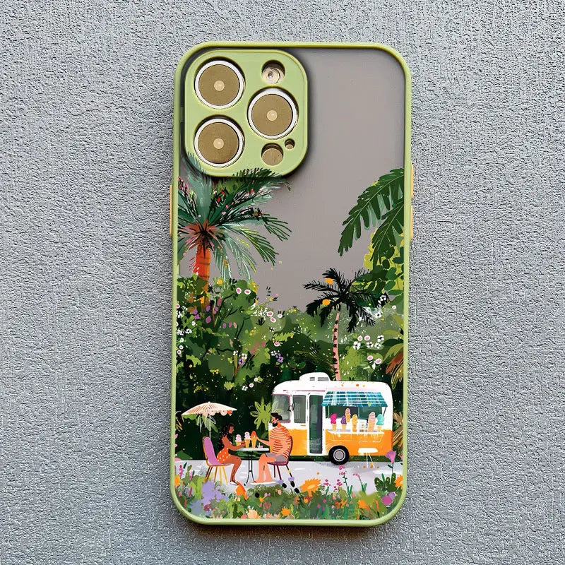 Coconut Tree Phone Case For iPhone 11 12 13 14 15 Pro Max Mini 16 Pro Max X XR XS 7 8 15 Plus SE Summer Scenery Shockproof Cover
