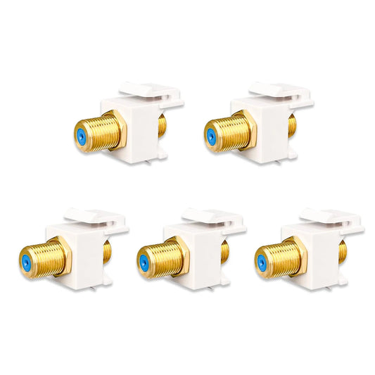 ZoeRax 10-Pack Coaxial Keystone Jack Insert, Gold-Plated RG6 Keystone Jack Insert F-Type Keystone Connectors by PDG ibma