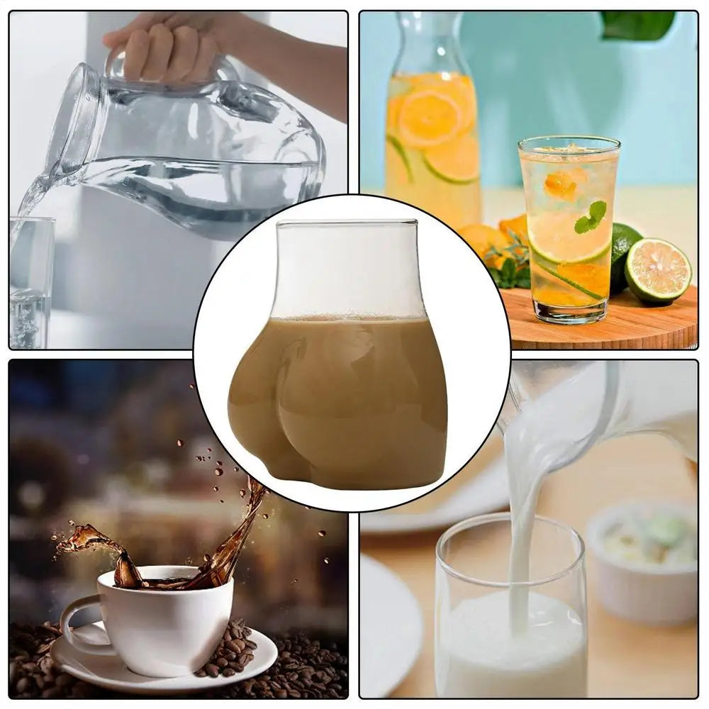 1pc Butt Drinking Cups 450ml Transparent Borosilicate Glass Coffee Mug Funny Coffee Mug Glass Women Body Ass Cup Milk Water Mugs