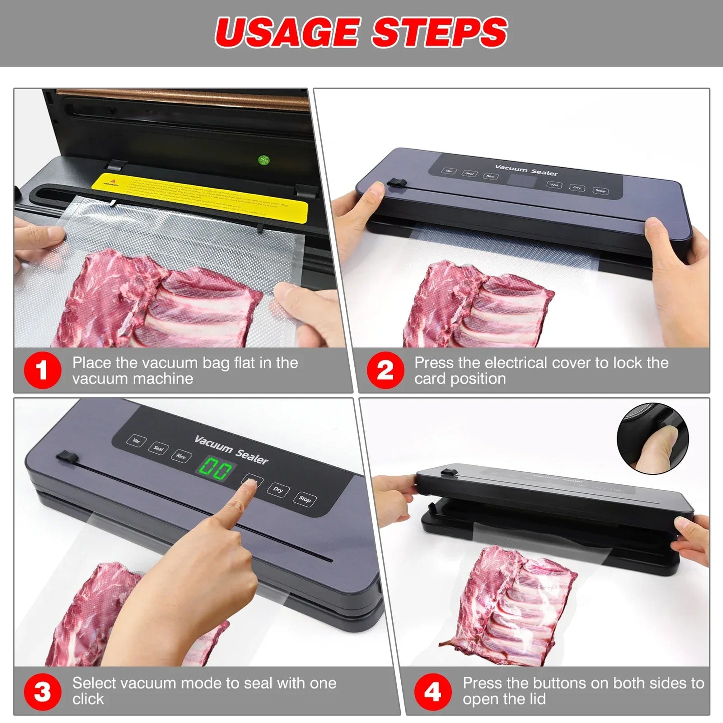 Vacuum Sealer, Food Sealing Machine with Built-in Cutter & Vacuum+10 Vacuum bags