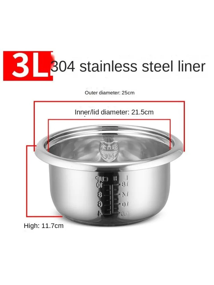 High Quality 3L 304 stainless steel rice cooker inner container Non stick Cooking Pot Replacement Accessories Rice Cooker liner