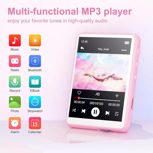 MECHEN 64GB MP3 Player Bluetooth 5.3 with 2.4" Full Touch Screen,Portable Digital Music Player with Speaker,FM Radio, Line Recor