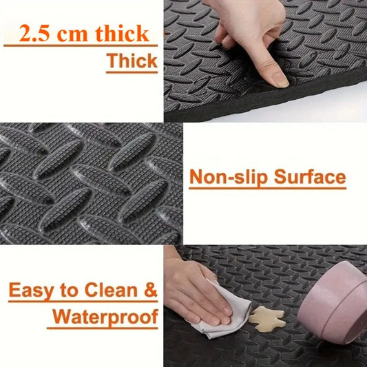 8-Piece Interlocking Gym Mat 2.5cm Thick Non-slip Shock-absorbing Washable Yoga Mat Suitable for Gyms Living Rooms Garages Etc